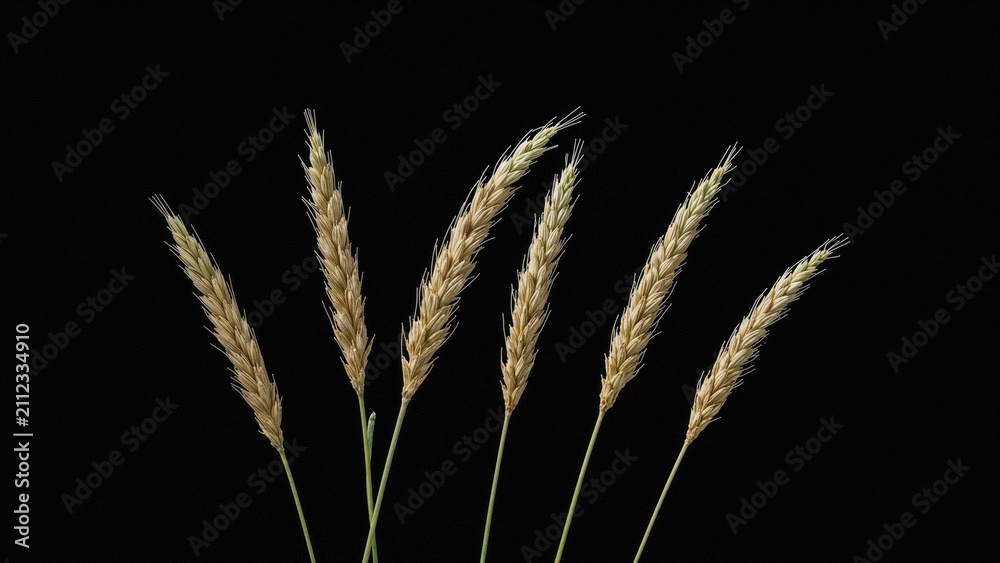 Obraz premium Seven wheat stalks against a black background