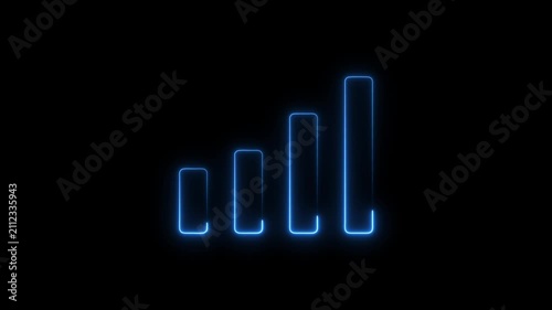 Glowing neon bar graph indicating growth Abstract neon business graph icon animation.