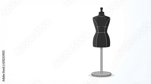 女性用マネキンのシンプルなブラックデザインのクローズアップ写真、衣服の展示に最適