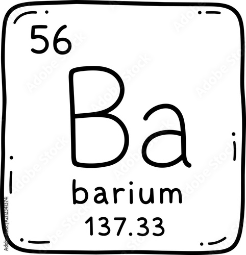 Tableau sur toile Barium periodic table element with atomic number 56, symbol Ba and atomic mass 137