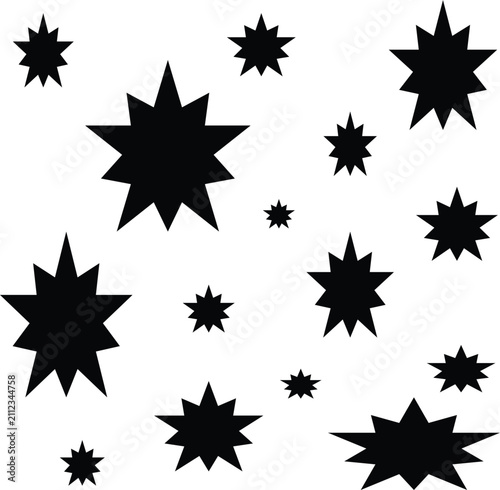 Black Starburst and Explosion Icon Collection on White