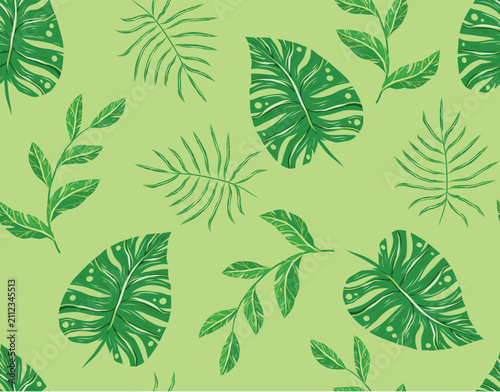 Vector illustration. Tropical foliage. Pattern.