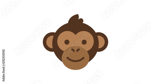 Canvas Print Flat Vector Graphic Illustration of a Cute Monkey Face for Nature Design Project