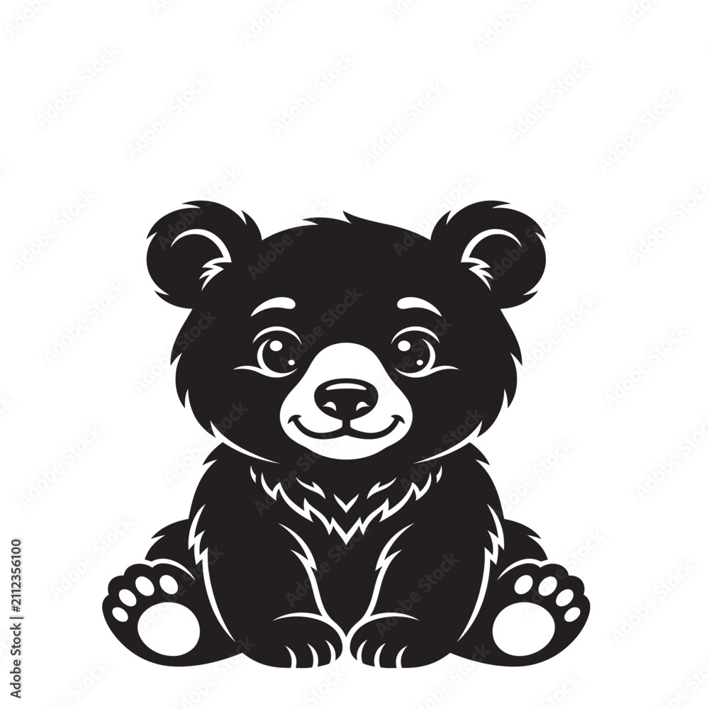 Obraz premium a clean black and white silhouette of a bear.