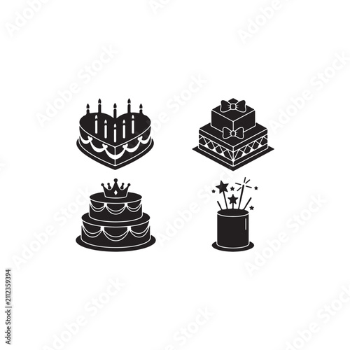 Candy Jar and Sweet Container Vector Silhouette Icons Set