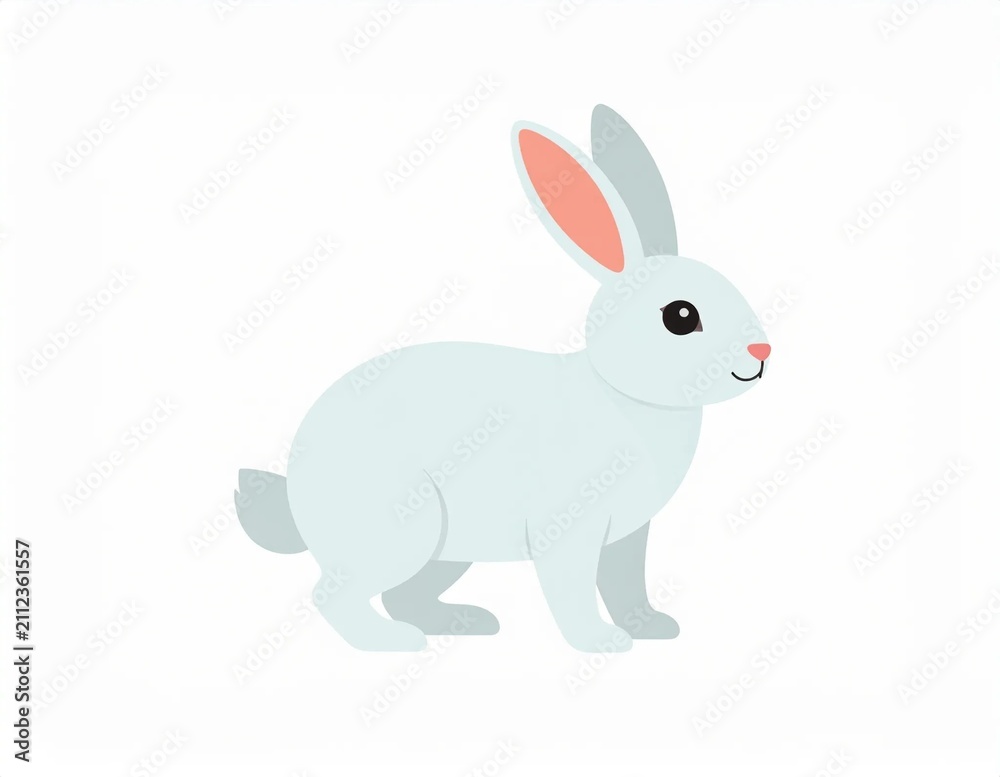Fototapeta premium Cute White Bunny Rabbit Illustration Isolated on Clean White Background