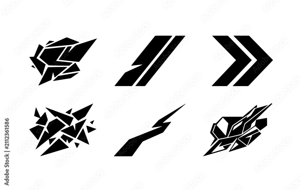 Fototapeta premium 70 Abstract Geometric Shapes, Dynamic Arrows, Modern Graphic Elements, Vector Icons Set for Design and Branding 100