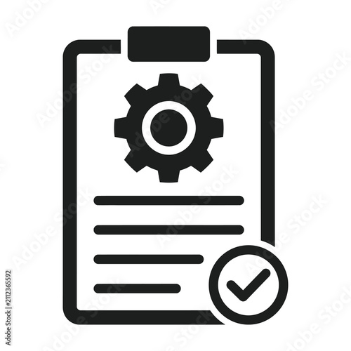 Checklist document with gear icon on clipboard