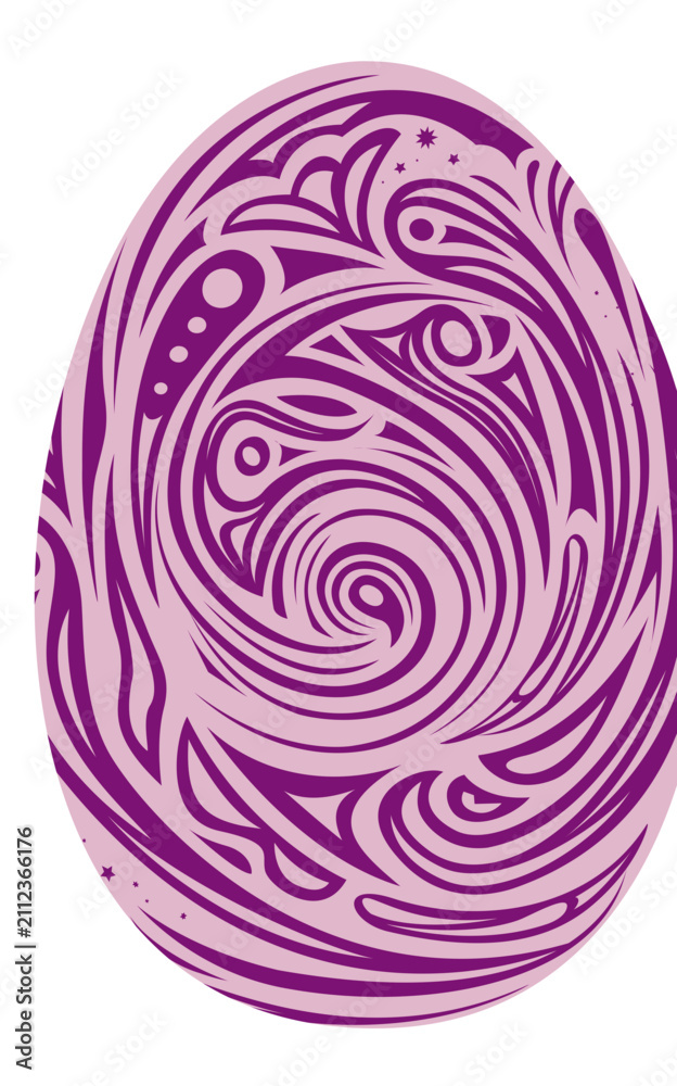 Obraz premium Purple Easter Egg with Marbled Swirl Pattern Vector Illustration