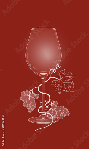 Cuadro en lienzo A glass with a bunch of grapes and leaves