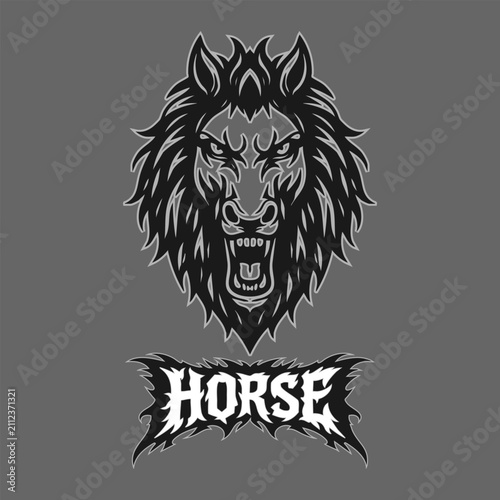 Vector tribal horse logo with text