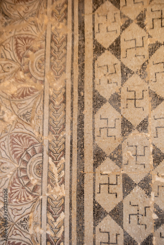 Geometric Roman Mosaic Pattern Detail