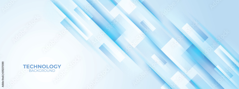 Fototapeta premium Modern Light Blue Technology Web Banner Template, Creative Network Grid Pattern and Negative Space Illustration