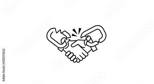 Broken handshake icon symbolizing failed agreement, trust broken, or business deal collapse