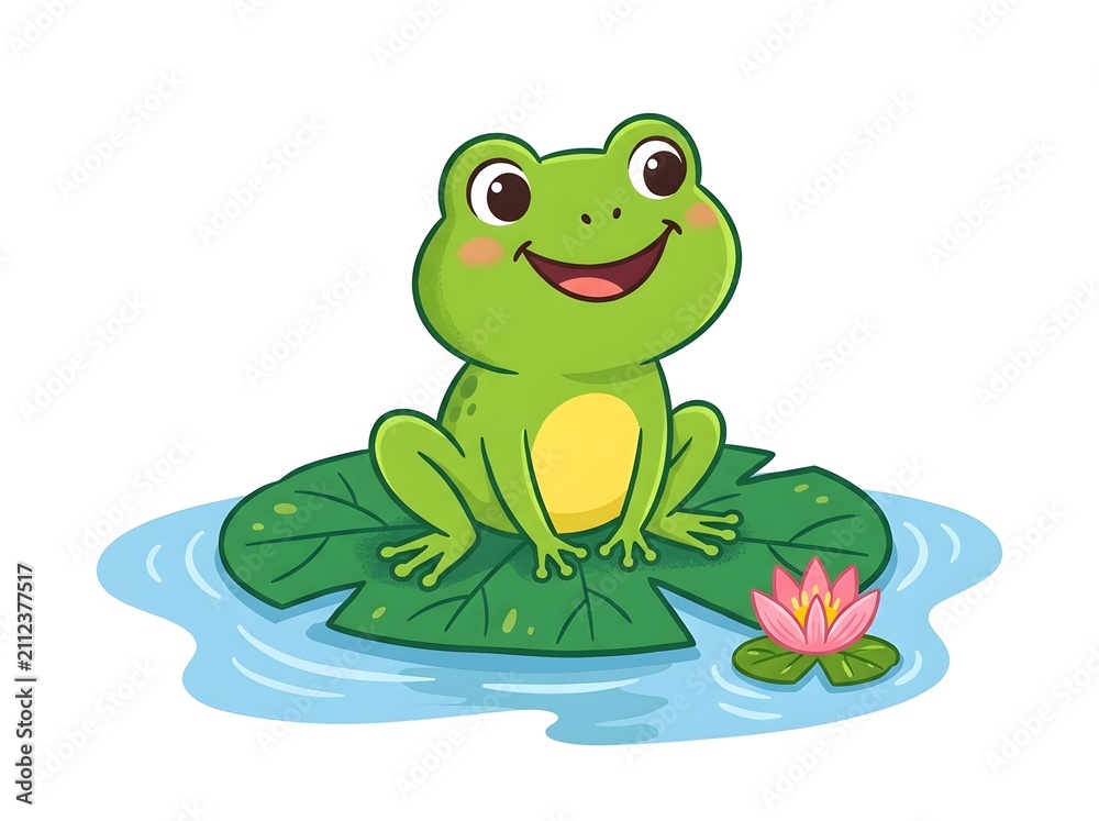 Naklejka premium Horizontal Cute Cartoon Frog