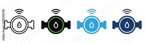 Smart water meter icon, digital water measurement and utility monitoring symbol for smart home technology, vector illustration