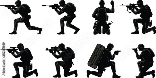 Canvastavla Special Forces Soldier Silhouette Icon Set Featuring Tactical Military Operators