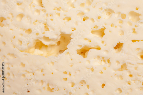 Brynza cheese close up background
