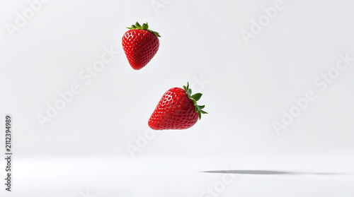 Floating Strawberries Surreal Composition