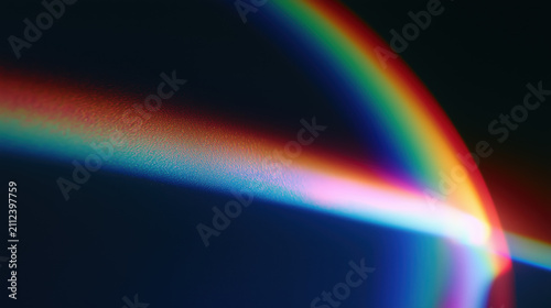 Rainbow arc light leak overlay with smooth glass refraction and colorful optical glow for modern abstract backgrounds