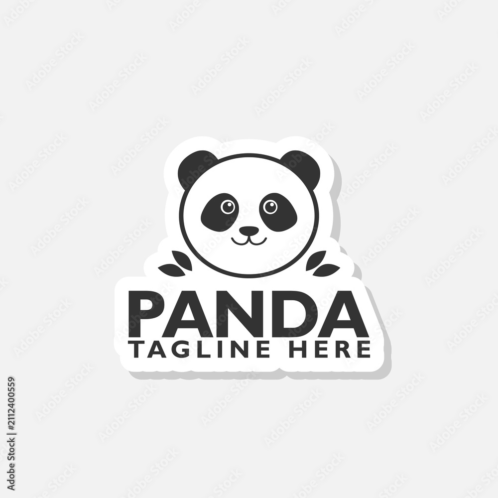 Fototapeta premium Panda logo sticker isolated on gray background