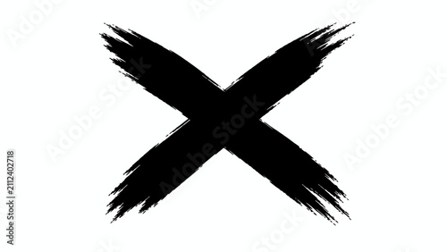 A black brushstroke 'X' mark symbol against a white background, representing a negative or incorrect choice.