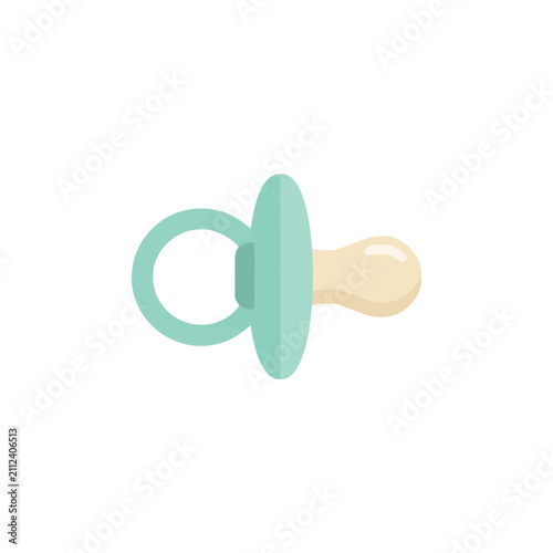Принти на полотні Simple flat of a baby pacifier with a light green handle and a soft beige nipple