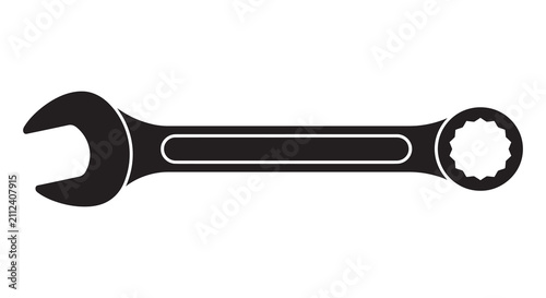 Open end wrench tool illustration black and white silhouette