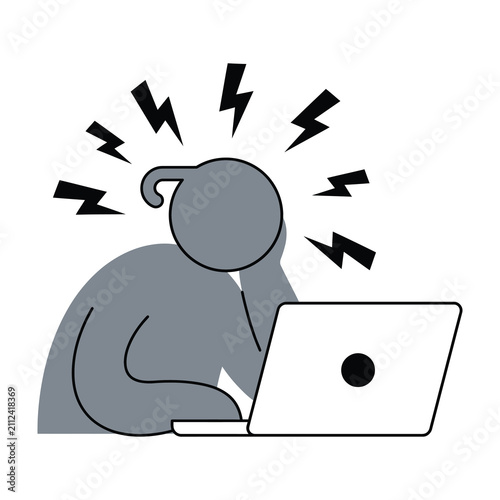 Canvastavla Frustrated woman sitting at laptop with stress and anger