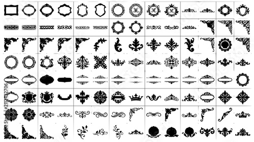 Bild auf Leinwand Mega Set of Baroque Design Elements and Ornamental Decorations Vector Collection