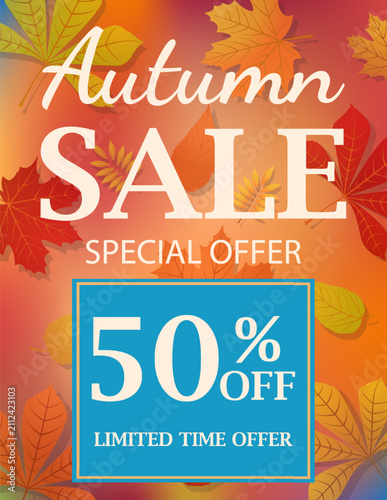 Blue Box Autumn Sale Special Offer Discount Poster