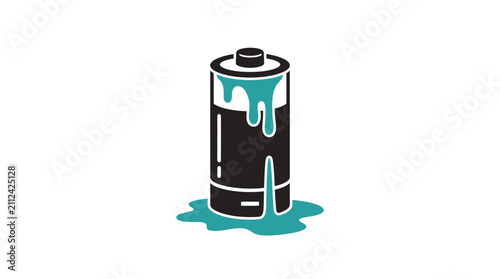 фотографія Leaking Battery Icon: Energy Depletion, Environmental Hazard, Power Loss Concept