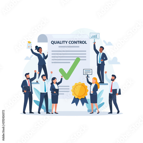 Business Team Celebrating Quality Control Success