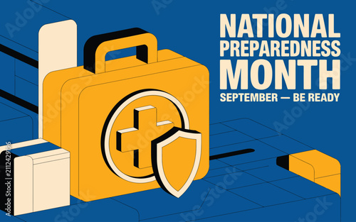 Vector illustration of emergency preparedness kit for national preparedness month campaign