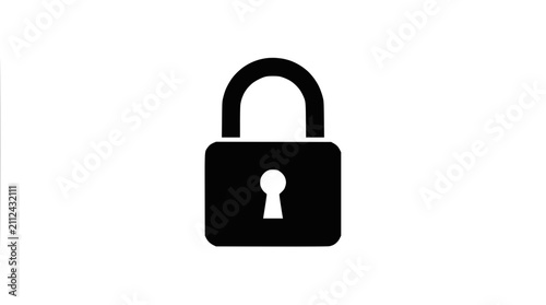Black padlock icon on white background, symbol of security, privacy, and protection.
