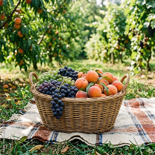 Basket of fresh colorful organic vegetables in garden.