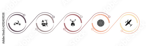 Bild auf Leinwand filled transport icons set - quad bike, airport checking, motorbike, alloy wheel