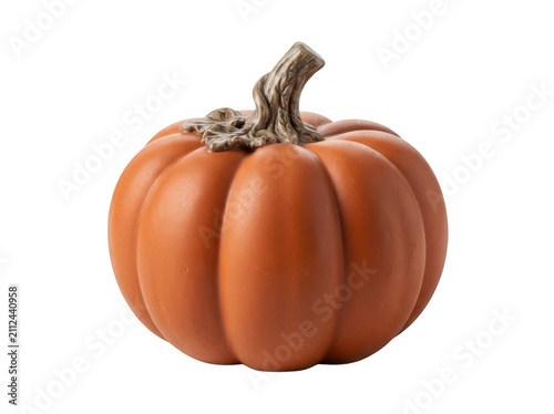 Classic orange pumpkin with stem isolated on transparent background. Great for autumn holiday and Halloween.