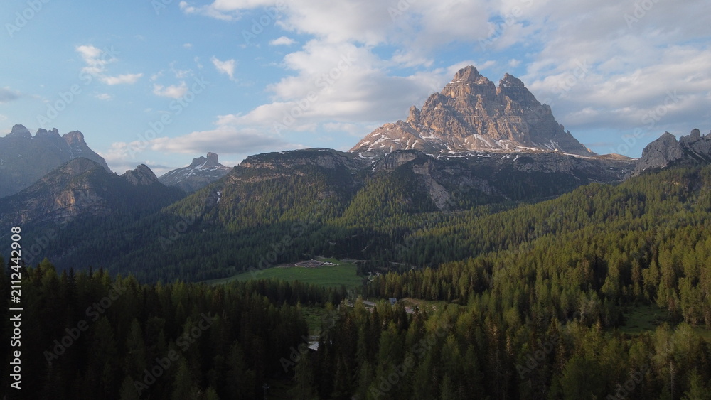 Obraz premium Aerial view of Seceda mountain peaks in the Dolomites, South Tyrol, Italy