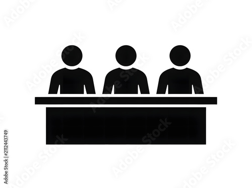 Three people sitting at a table icon isolated on transparent background