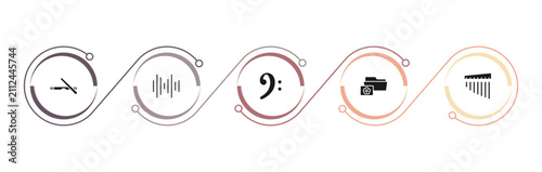 Принти на полотні filled music and media icons set - clave, sound bars, clef, image archive
