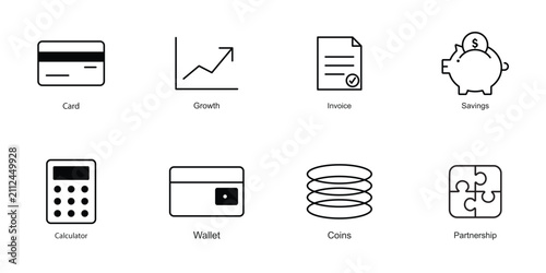 Professional Business Icons Set — Finance, Analytics, Office and Corporate Symbols for App, Web and UI Vector