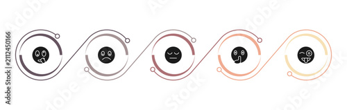 Foto filled emoji icons set - stupid emoji, slightly frowning emoji, tired quiet edit