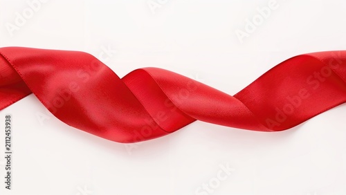 Red ribbon twisted on a white background.