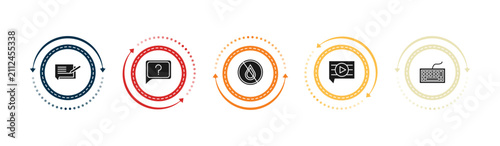 filled ultimate glyphicons icons set - writing message, question message, drop crossed, video comment. editable vector for web and mobile ui