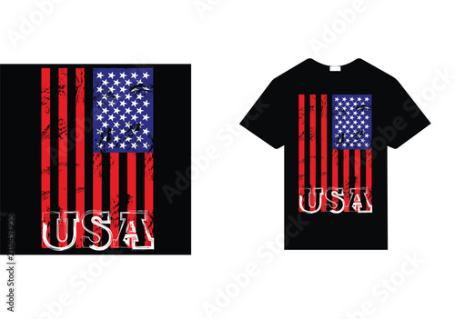 USA American Flag Typography T Shirt Design Vector