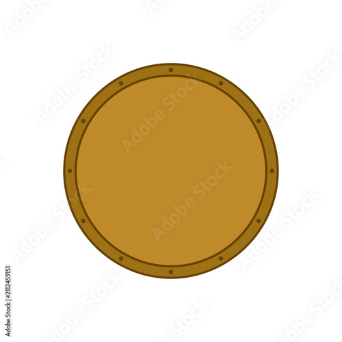 Vector illustration of a classic round wooden shield used in medieval warfare and fantasy battles