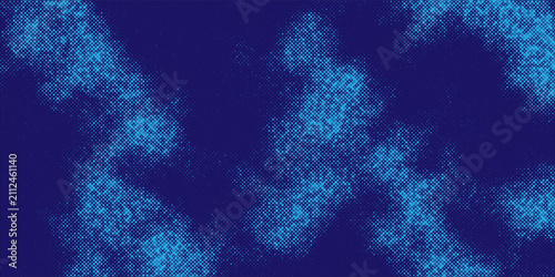 Blue Halftone Dot Background. Organic Cloud Pattern. Contemporary Vector Illustration.