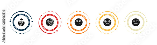 Obraz na plátně filled emoji icons set - exploding head emoji, curious emoji, annoyed pouting ed