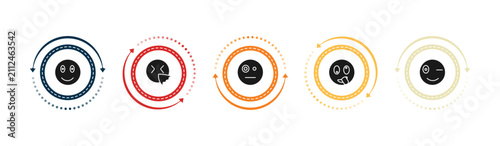 Fotografie filled emoji icons set - emoji emoji, sneezing sceptic stupid editable vector fo